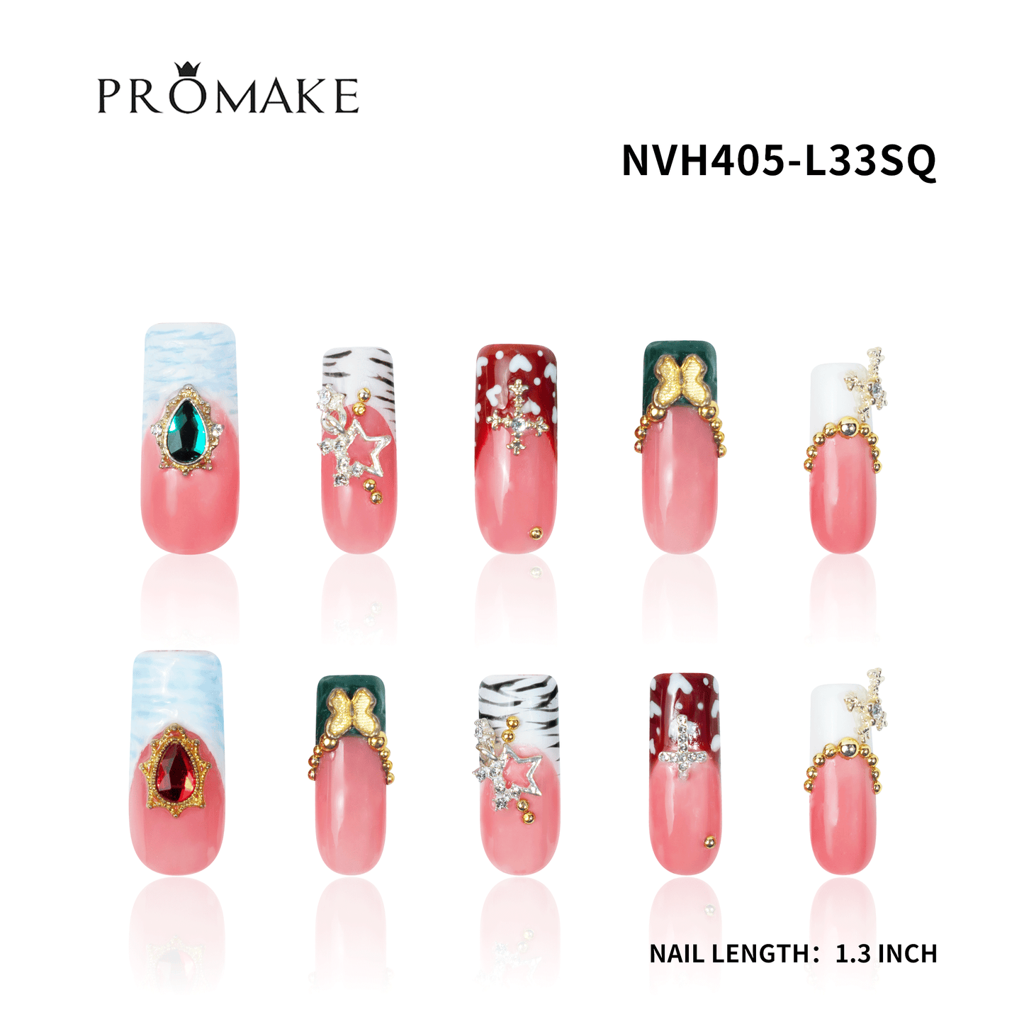 Promake New Drops- New Luxury Handmade Press on Nails-Unique Design-High Quality Nails - With 2 Sets Nails Tools-XS-XL Size