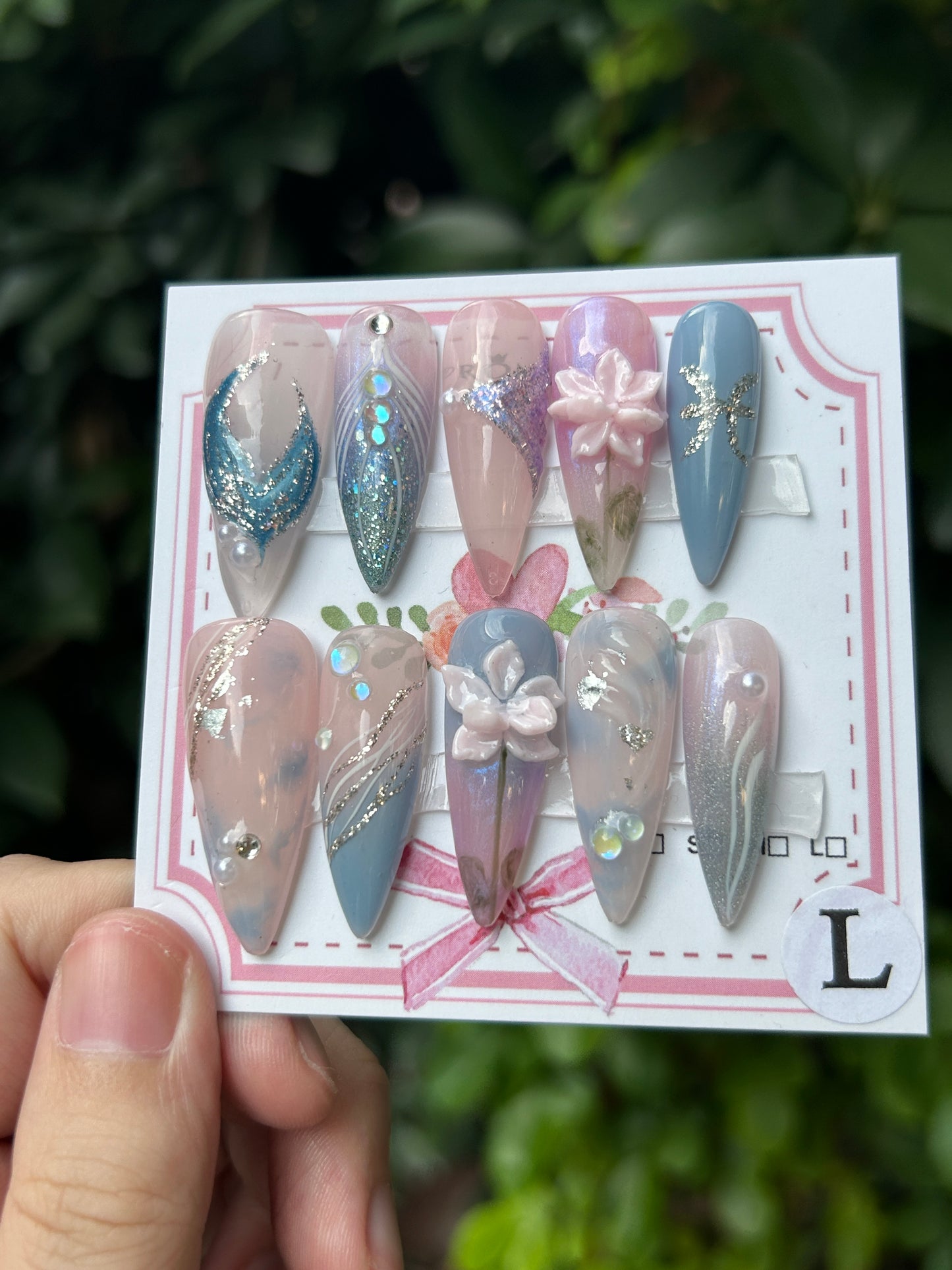 Promakenails 3D Floral Zodiac Sign Collection - Handmade Press On Nails 10PCS Reuseable Nails wtih Nail tools