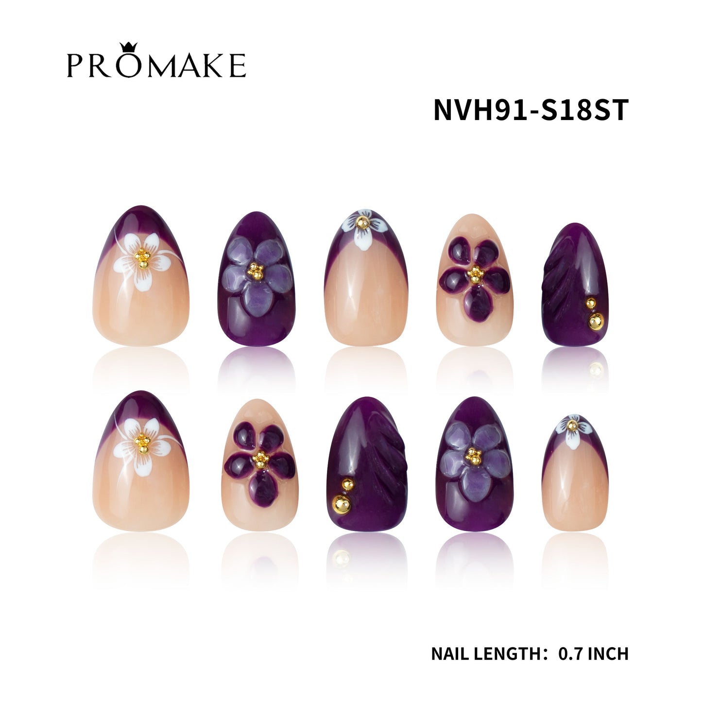 Promake New Drops- New Luxury Handmade Press on Nails-Unique Design-High Quality Nails - With 2 Sets Nails Tools-XS-XL Size
