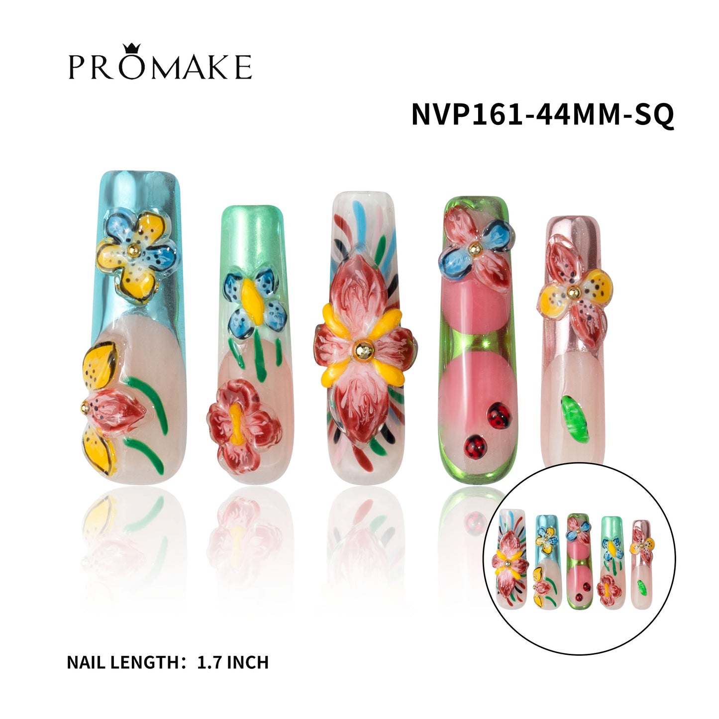 Promake New Drops 2 - New Luxury Handmade Press on Nails-Unique Design-High Quality Nails - With 2 Sets Nails Tools-XS-XL Size(副本)