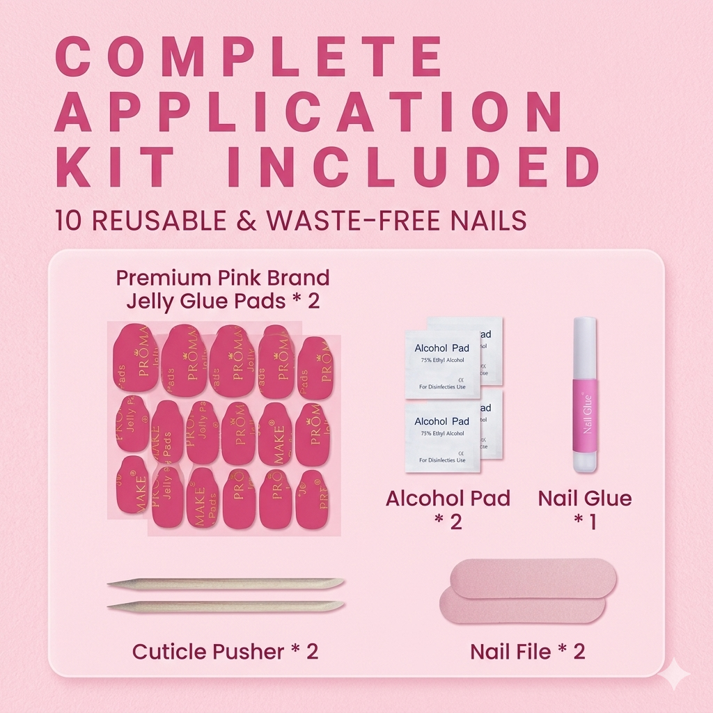 Promake Luxury - Custom Design -Handmade Press On Nails 10PCS Reuseable Nails wtih Nail tools