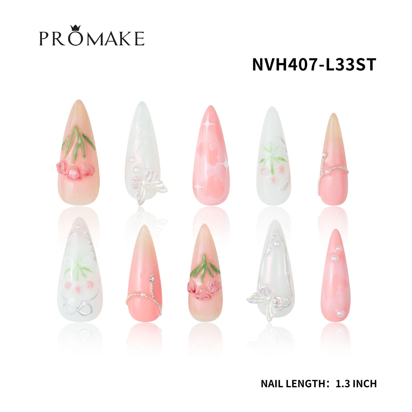 Promake New Drops- New Luxury Handmade Press on Nails-Unique Design-High Quality Nails - With 2 Sets Nails Tools-XS-XL Size