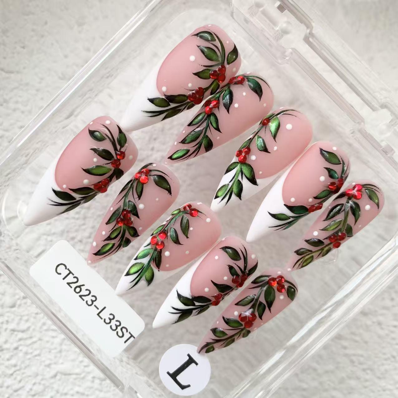Promake | Two Trending Luxury Handmade Acrylic Press On Nails for Women - Reusable, 3D Nail Art, Rhinestones, Unique Designer Styles, Multiple Shapes & Lengths, Upgraded Application Kit, Multi-Size