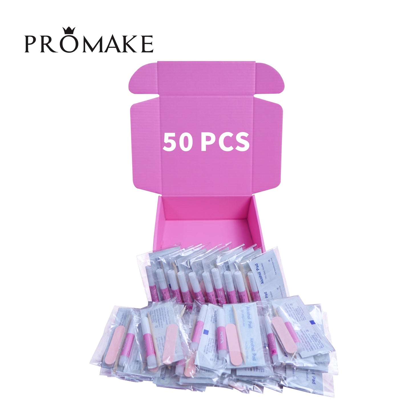Promake Press on Nails Tool Kit for Salon - Nail Glue, Jelly Glue, Mini Nail File, Wooden Sticks, Alcohol Pad,OPP bag