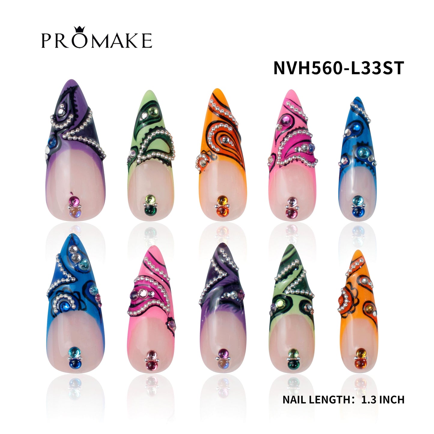 Promake TO BE ANGEL - Luxury Handmade Press on Nails- Nail Art Nail Care- With Nails Tools- S-L Size