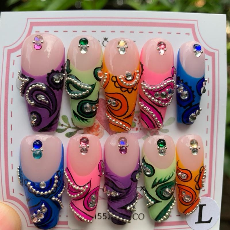 Promake New Drops- New Luxury Handmade Press on Nails-Unique Design-High Quality Nails - With 2 Sets Nails Tools-XS-XL Size