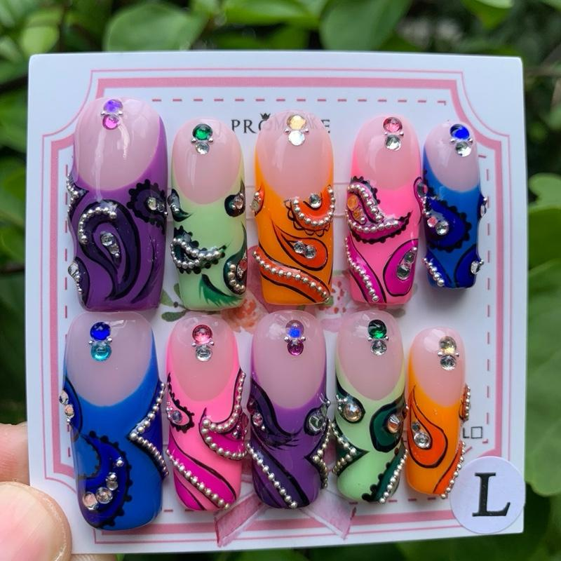 Promake New Drops- New Luxury Handmade Press on Nails-Unique Design-High Quality Nails - With 2 Sets Nails Tools-XS-XL Size