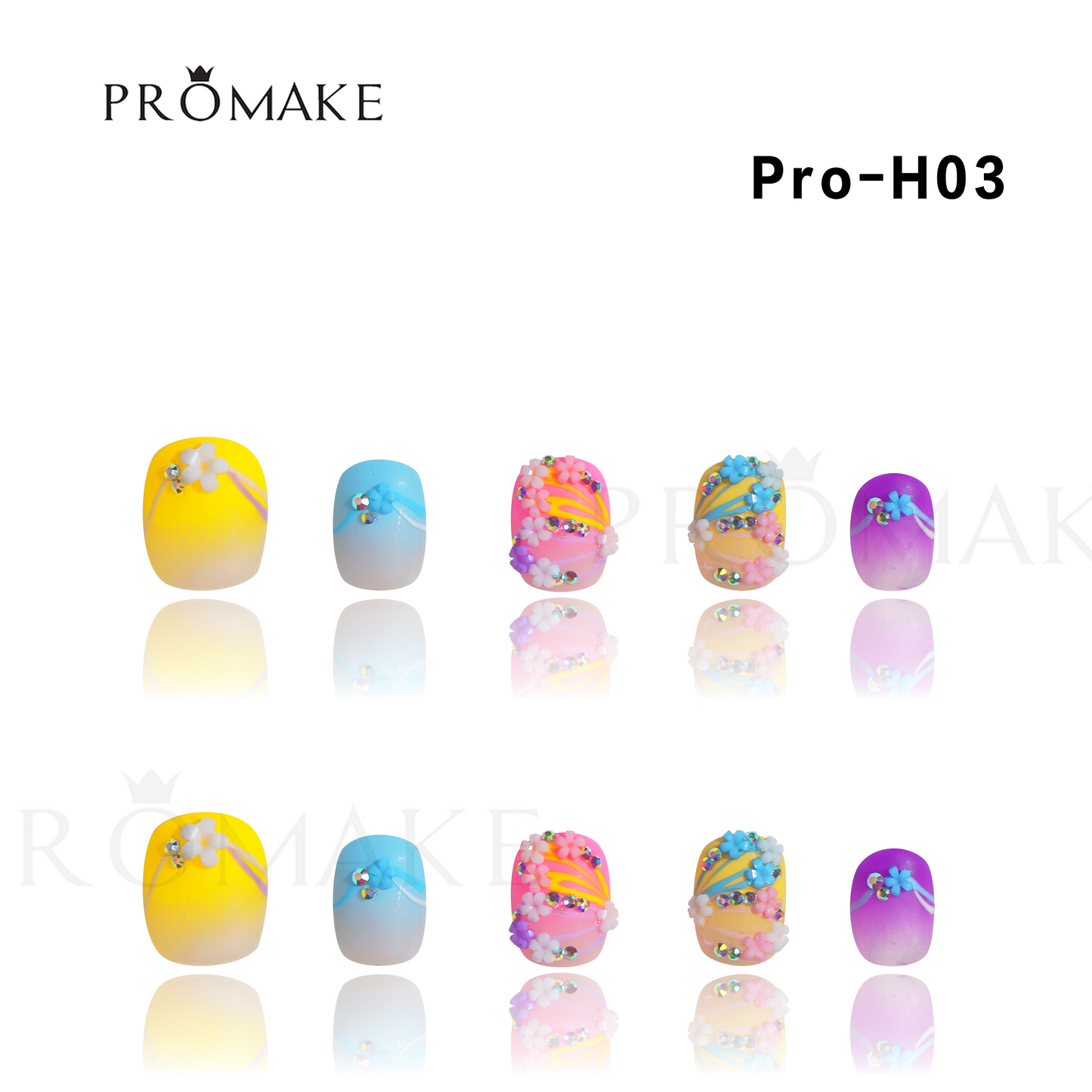 Promake Luxury - Short Length H01-H27 - Handmade Press On Nails Reusable 10PCS
