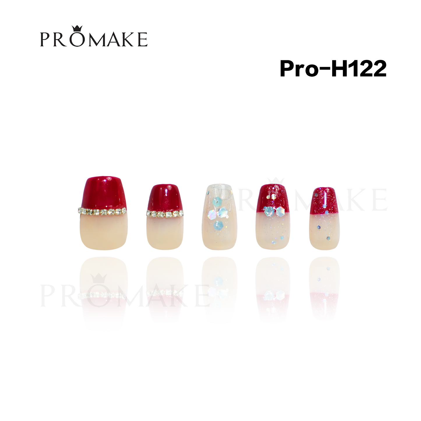 Promake Luxury - Mid-Length H121-H140 - Handmade Press On Nails 10PCS Reuseable Nails wtih Nail tools