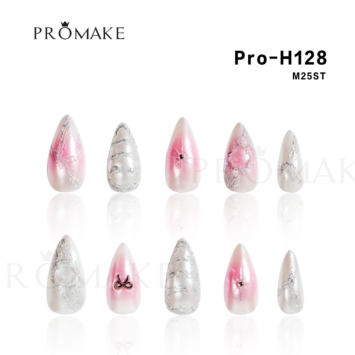 Promake Luxury - Mid-Length H121-H140 - Handmade Press On Nails 10PCS Reuseable Nails wtih Nail tools