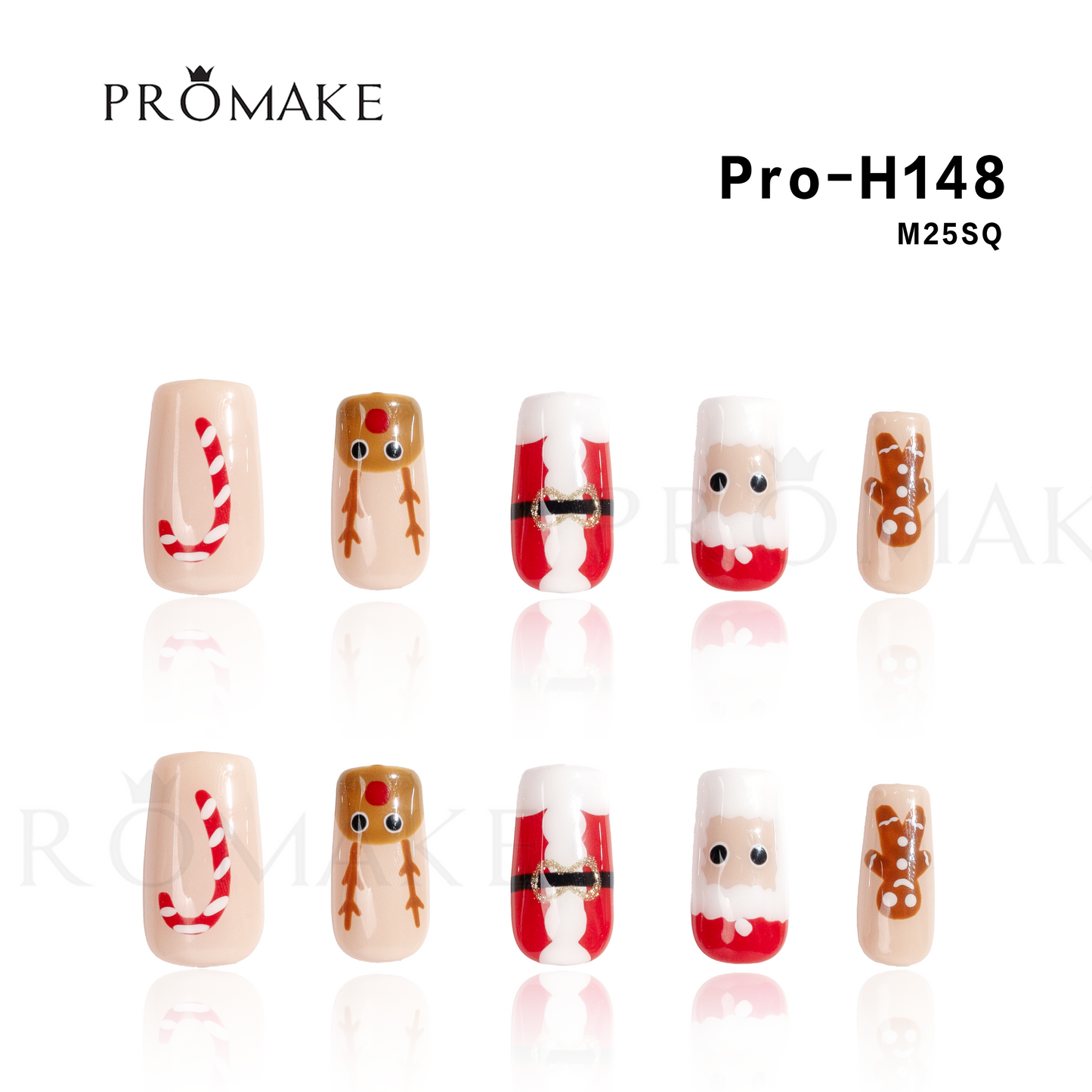 Promake Luxury - Mid-Length H141-H160 - Handmade Press On Nails 10PCS Reuseable Nails wtih Nail tools