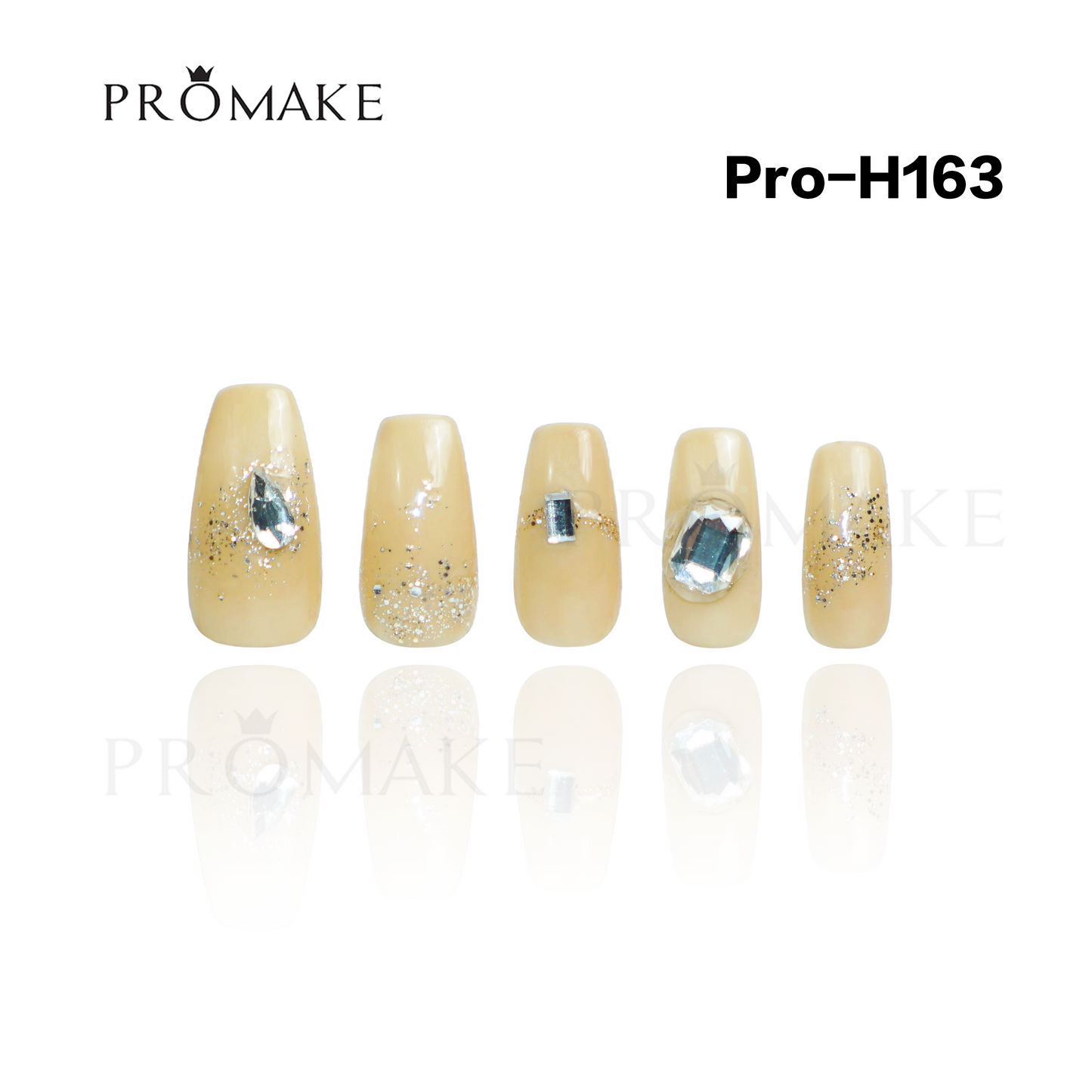 Promake Luxury - Mid-Length H161-H180 - Handmade Press On Nails 10PCS Reuseable Nails wtih Nail tools