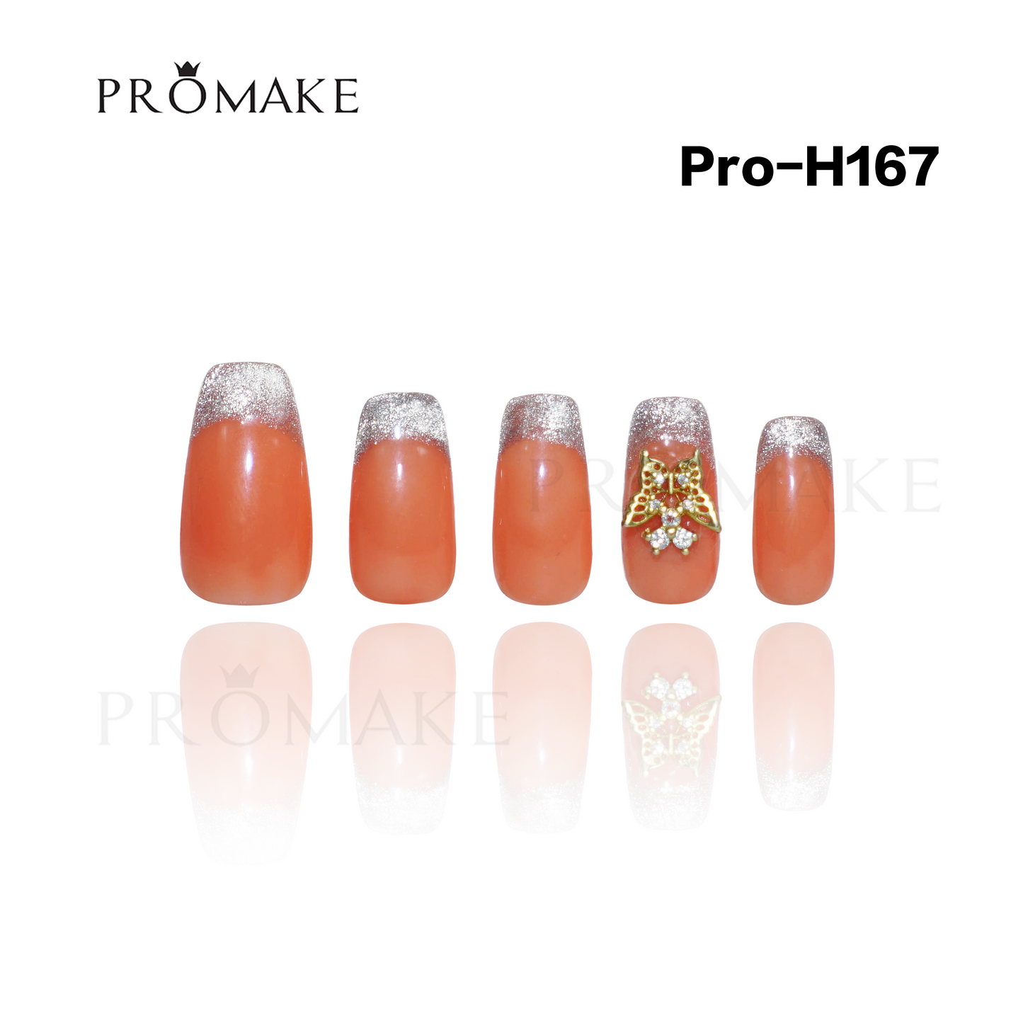 Promake Luxury - Mid-Length H161-H180 - Handmade Press On Nails 10PCS Reuseable Nails wtih Nail tools