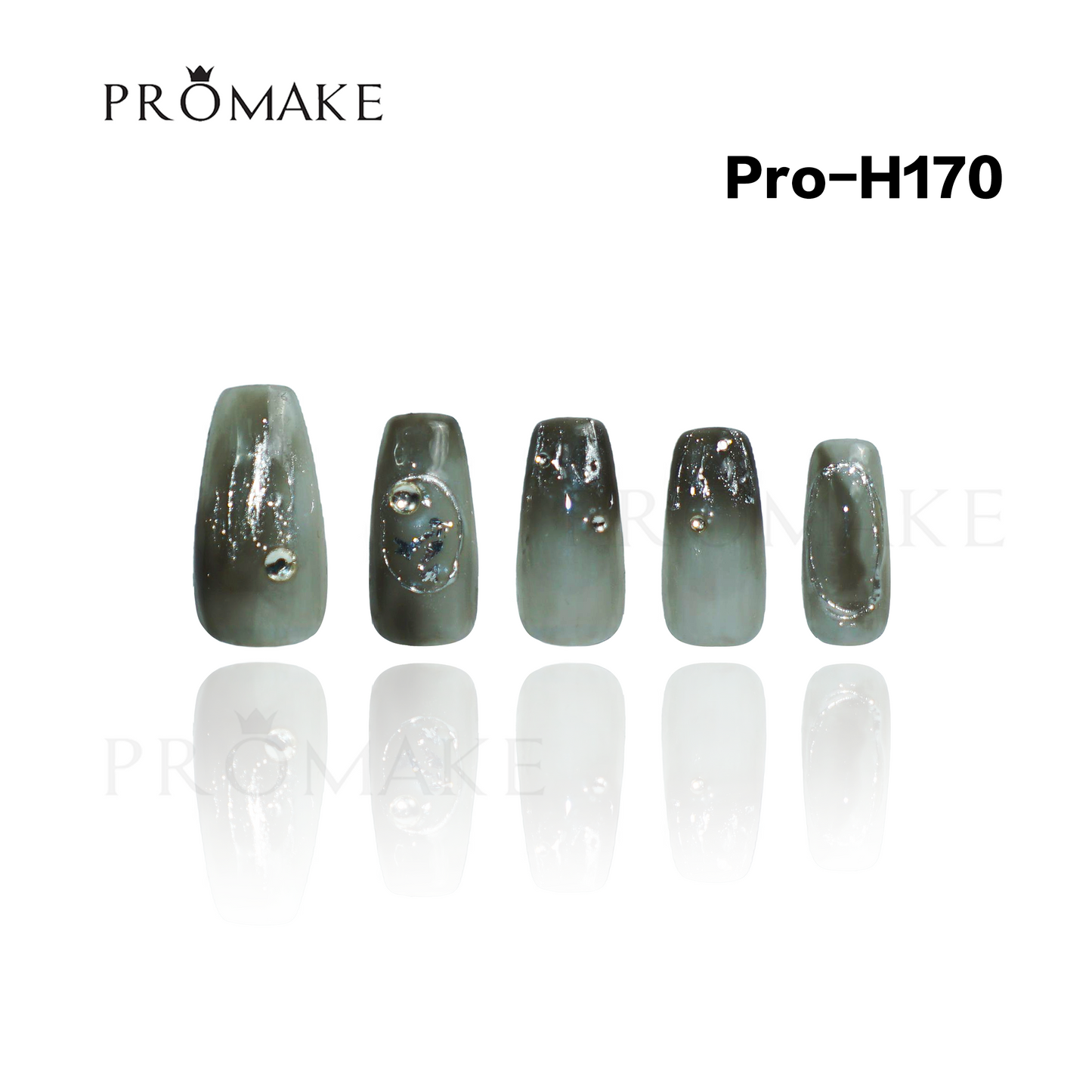 Promake Luxury - Mid-Length H161-H180 - Handmade Press On Nails 10PCS Reuseable Nails wtih Nail tools