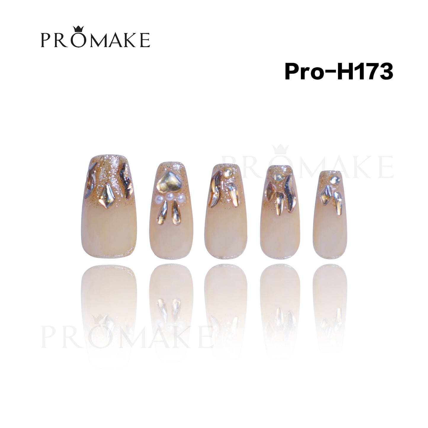 Promake Luxury - Mid-Length H161-H180 - Handmade Press On Nails 10PCS Reuseable Nails wtih Nail tools