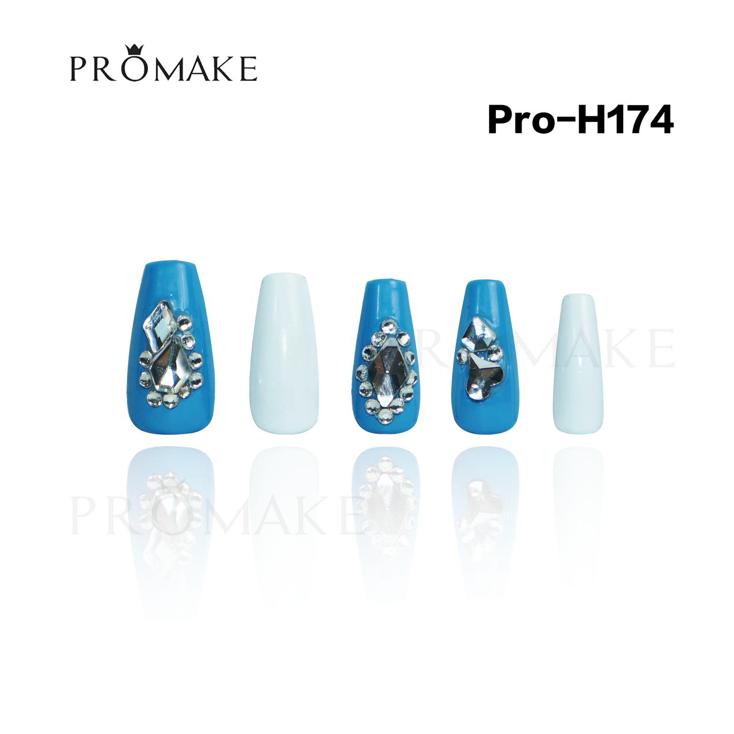Promake Luxury - Mid-Length H161-H180 - Handmade Press On Nails 10PCS Reuseable Nails wtih Nail tools