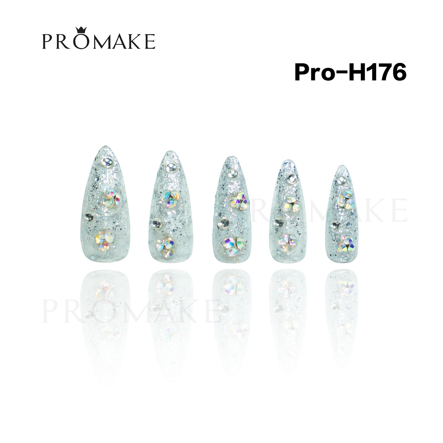 Promake Luxury - Mid-Length H161-H180 - Handmade Press On Nails 10PCS Reuseable Nails wtih Nail tools