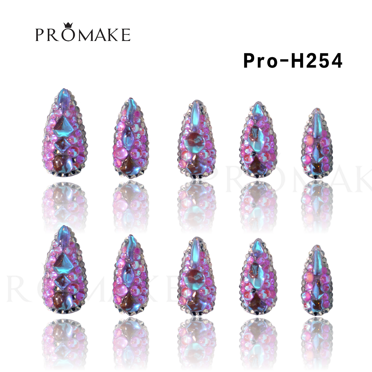 Promake Luxury - Mid-Length H246-H272 - Handmade Press On Nails 10PCS Reuseable Nails wtih Nail tools