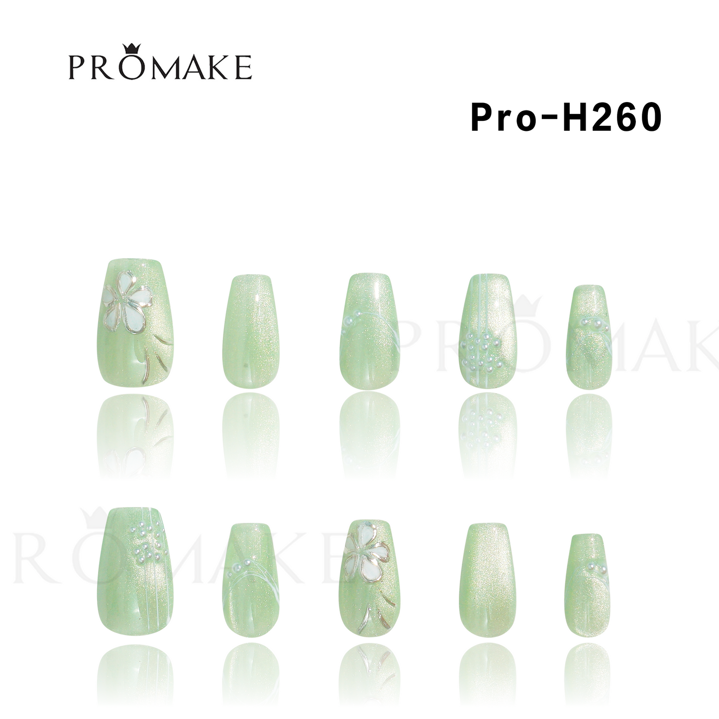 Promake Luxury - Mid-Length H246-H272 - Handmade Press On Nails 10PCS Reuseable Nails wtih Nail tools