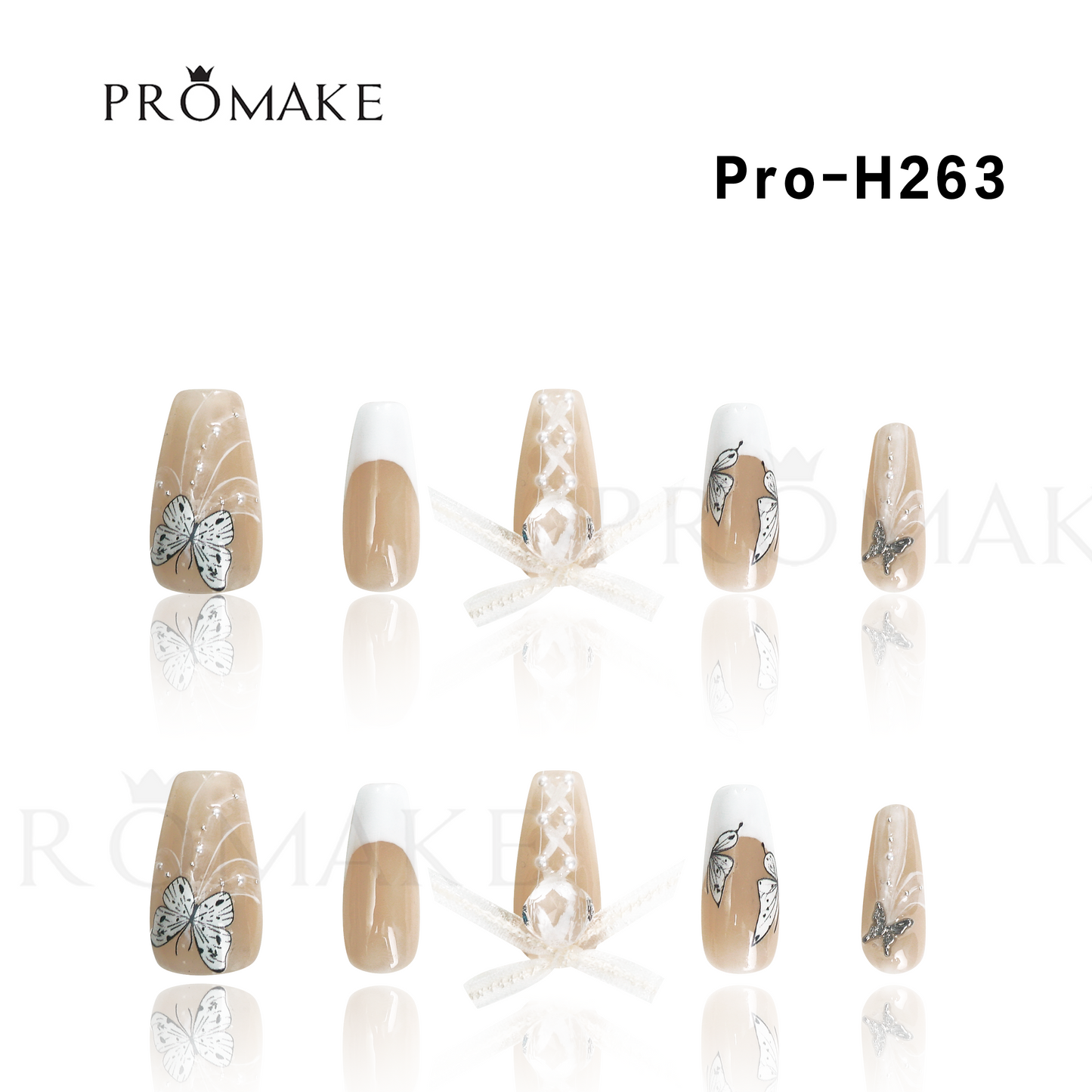 Promake Luxury - Mid-Length H246-H272 - Handmade Press On Nails 10PCS Reuseable Nails wtih Nail tools