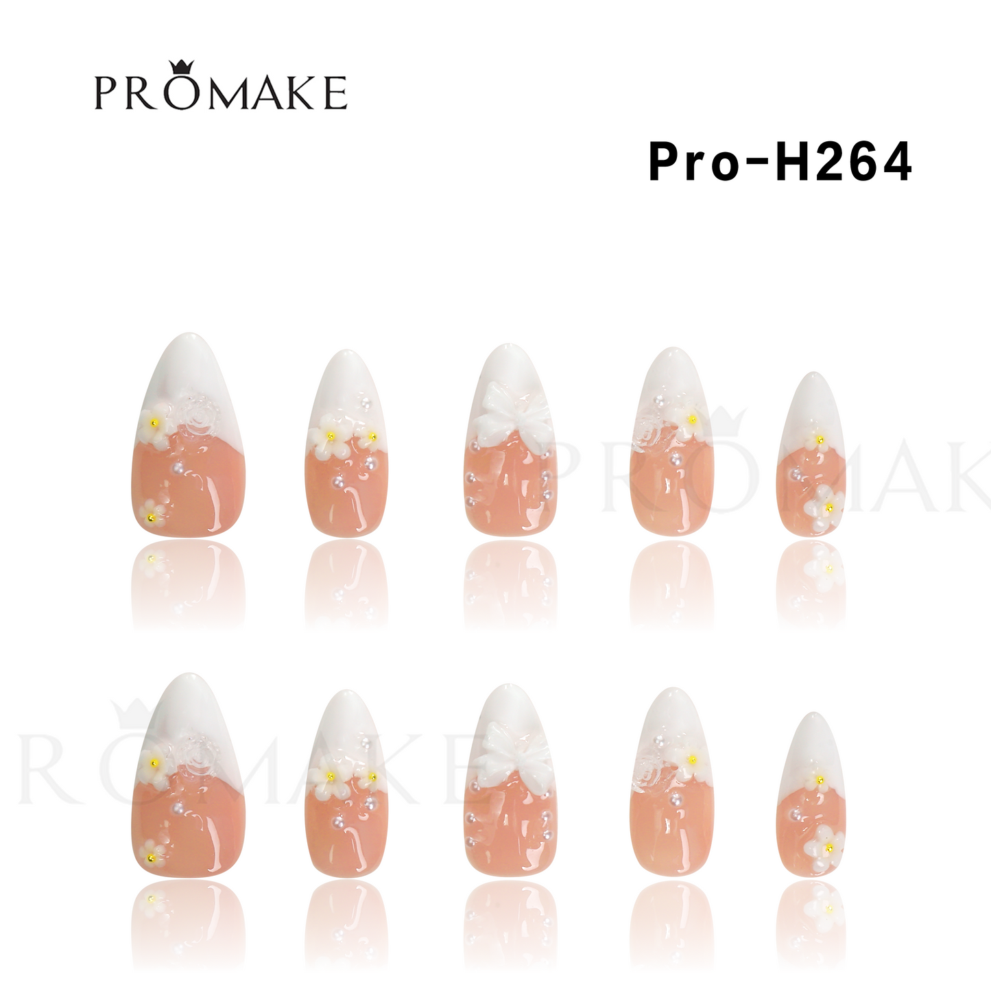 Promake Luxury - Mid-Length H246-H272 - Handmade Press On Nails 10PCS Reuseable Nails wtih Nail tools