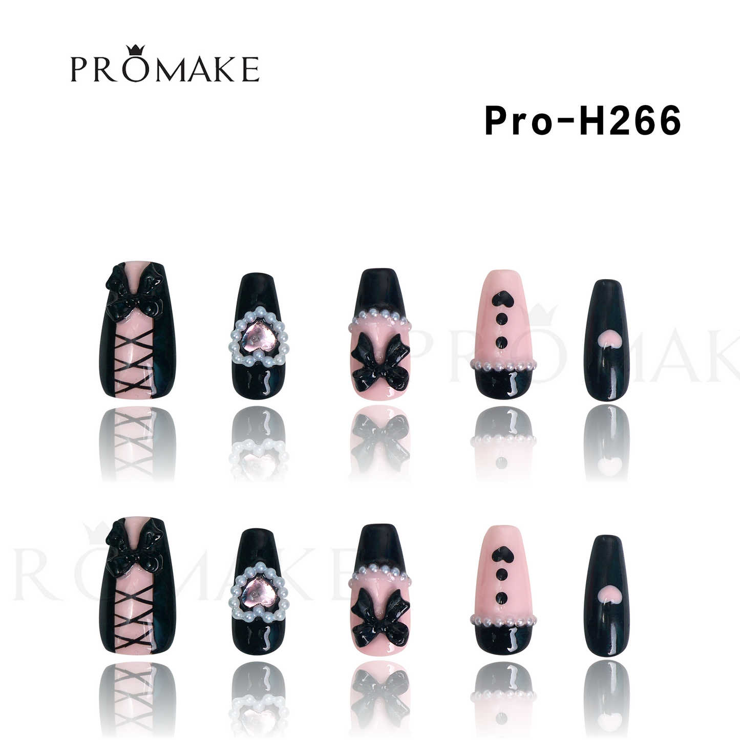 Promake Luxury - Mid-Length H246-H272 - Handmade Press On Nails 10PCS Reuseable Nails wtih Nail tools