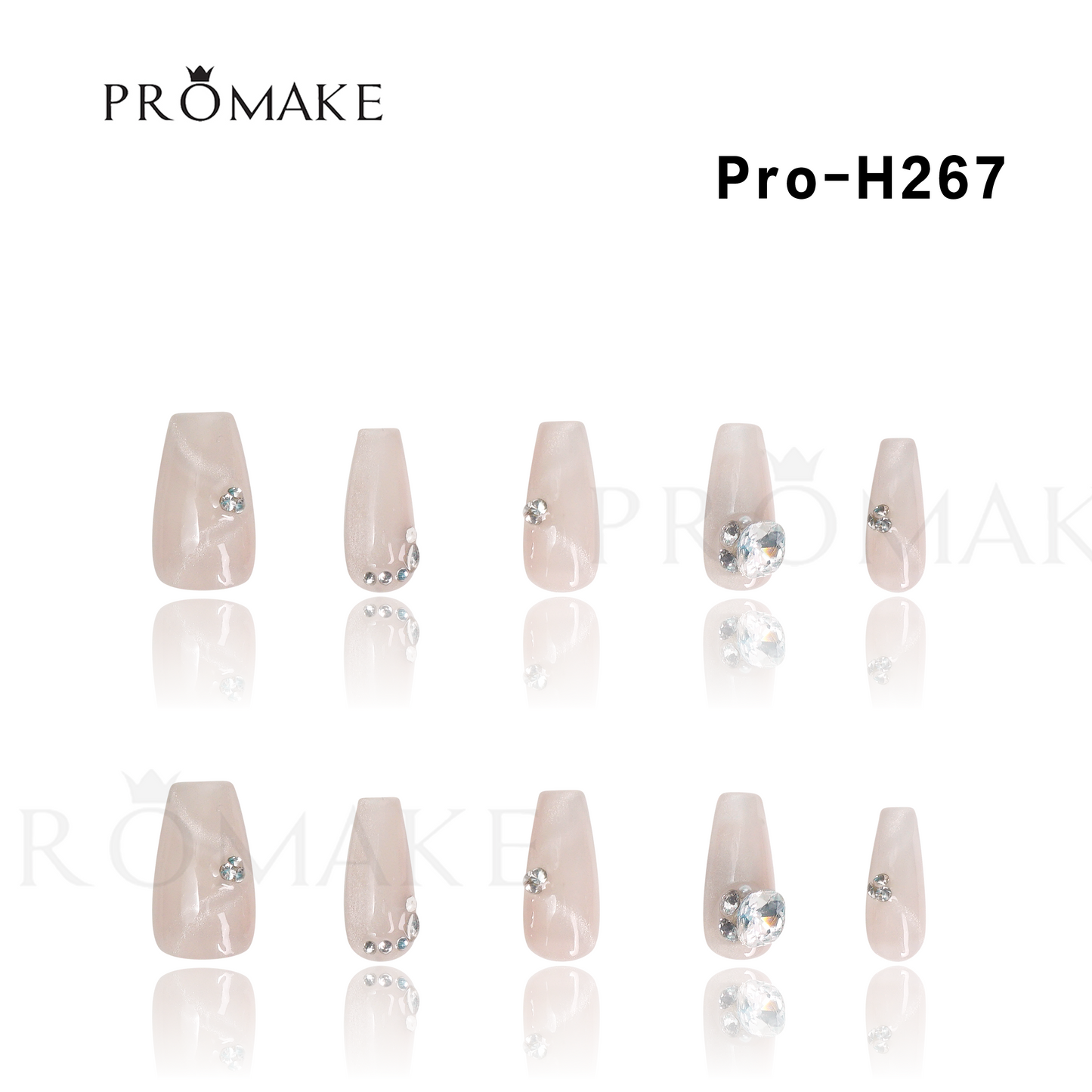 Promake Luxury - Mid-Length H246-H272 - Handmade Press On Nails 10PCS Reuseable Nails wtih Nail tools