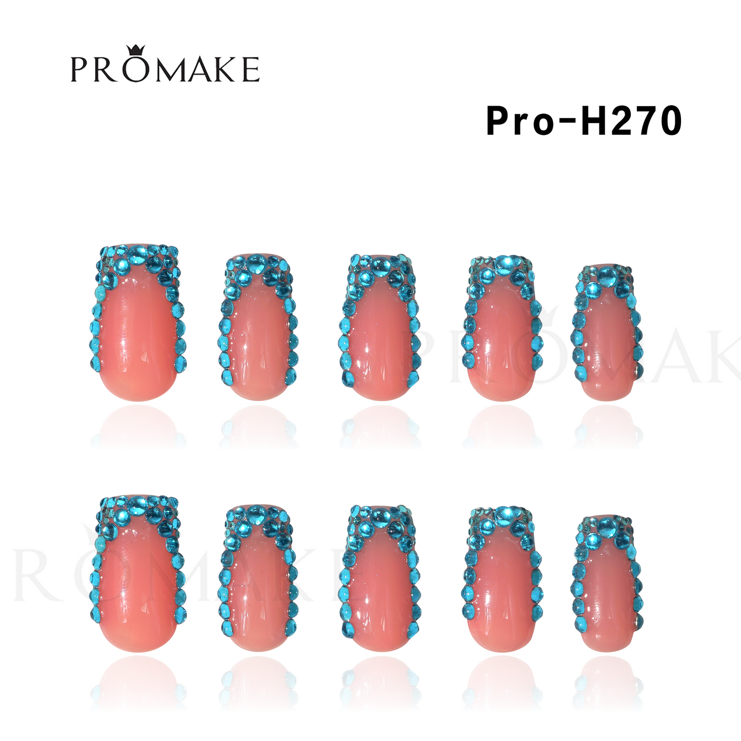 Promake Luxury - Mid-Length H246-H272 - Handmade Press On Nails 10PCS Reuseable Nails wtih Nail tools