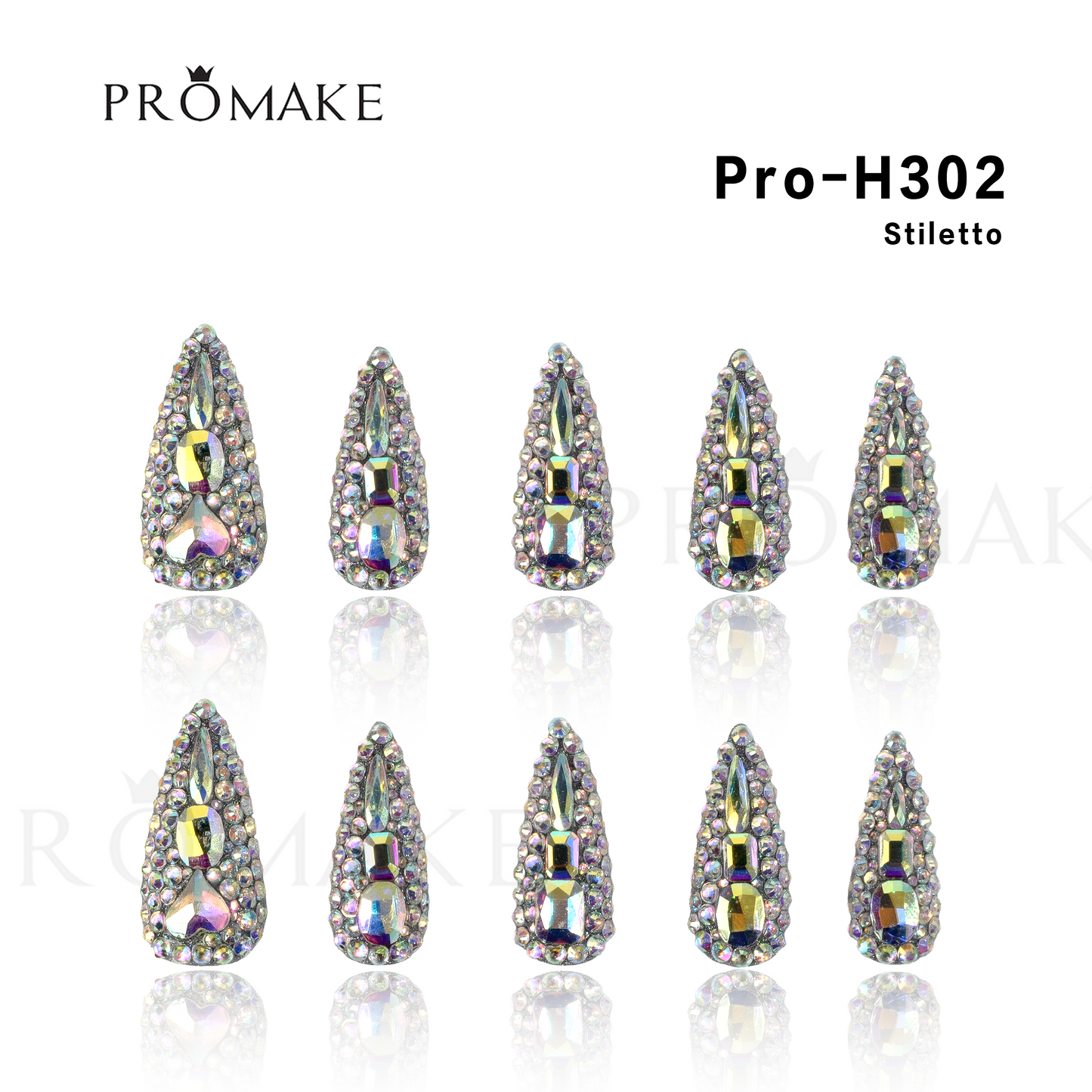 Promake Luxury - Long length - H301-H315 - Custom Handmade Press On Nails 10PCS Reuseable Nails wtih Nail tools