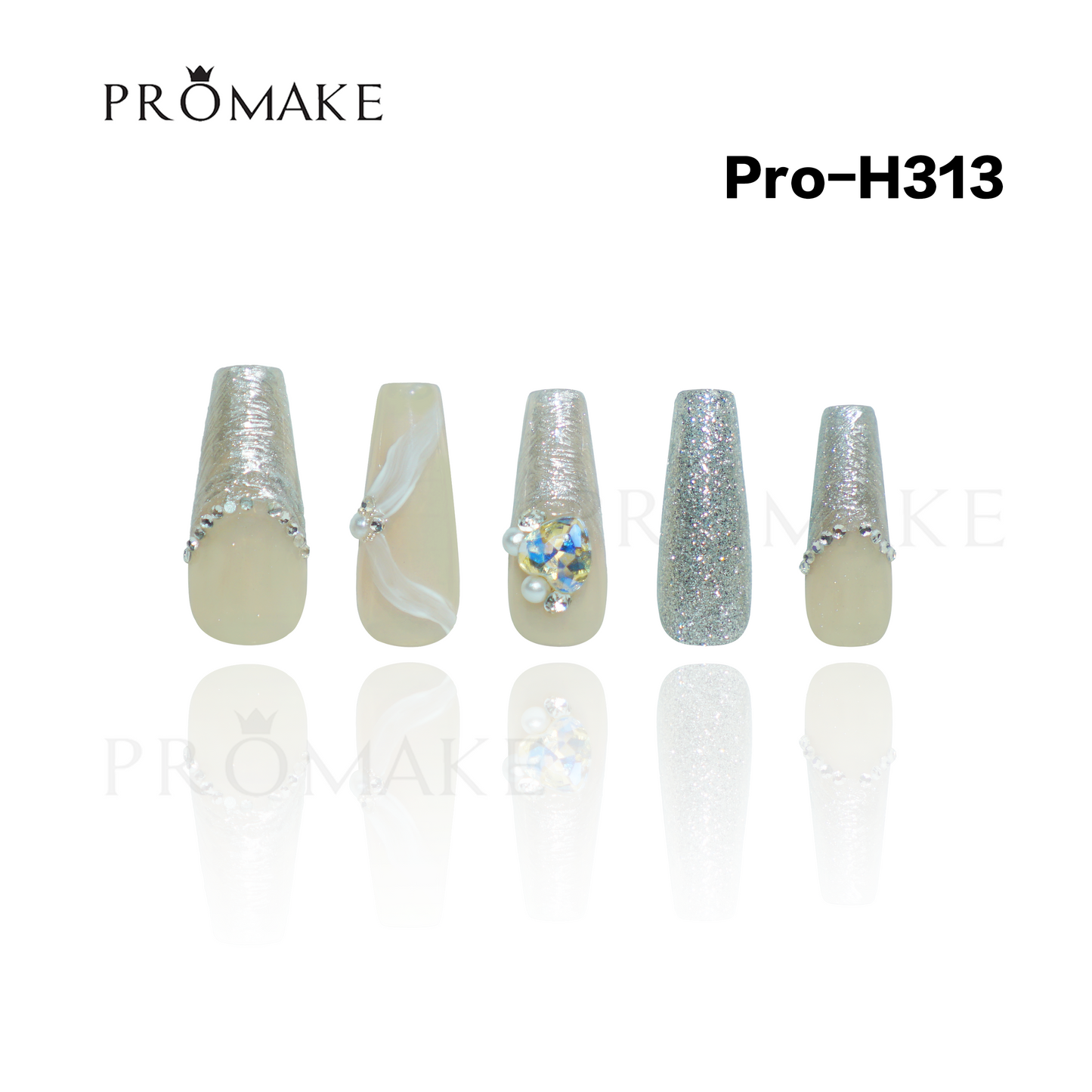 Promake Luxury - Long length - H301-H315 - Custom Handmade Press On Nails 10PCS Reuseable Nails wtih Nail tools