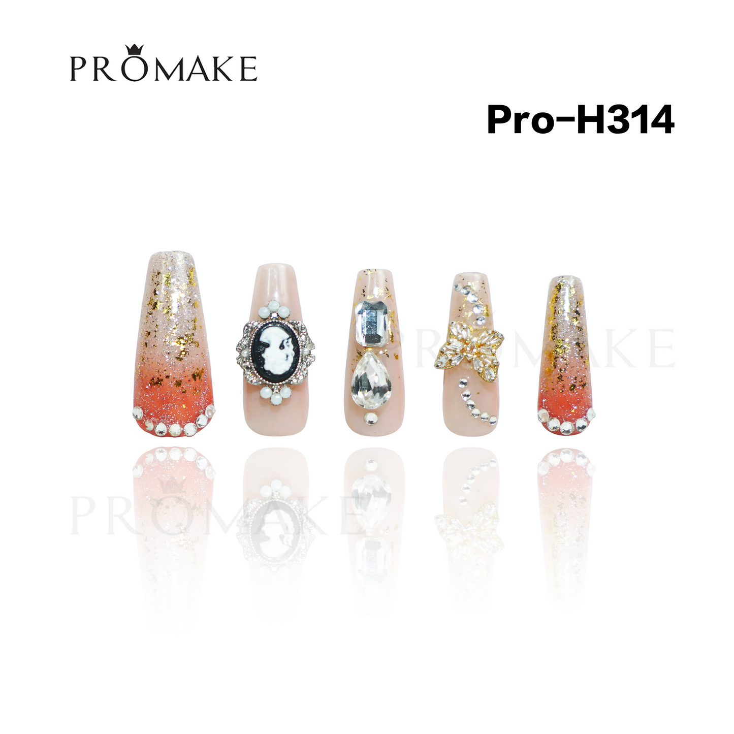 Promake Luxury - Long length - H301-H315 - Custom Handmade Press On Nails 10PCS Reuseable Nails wtih Nail tools