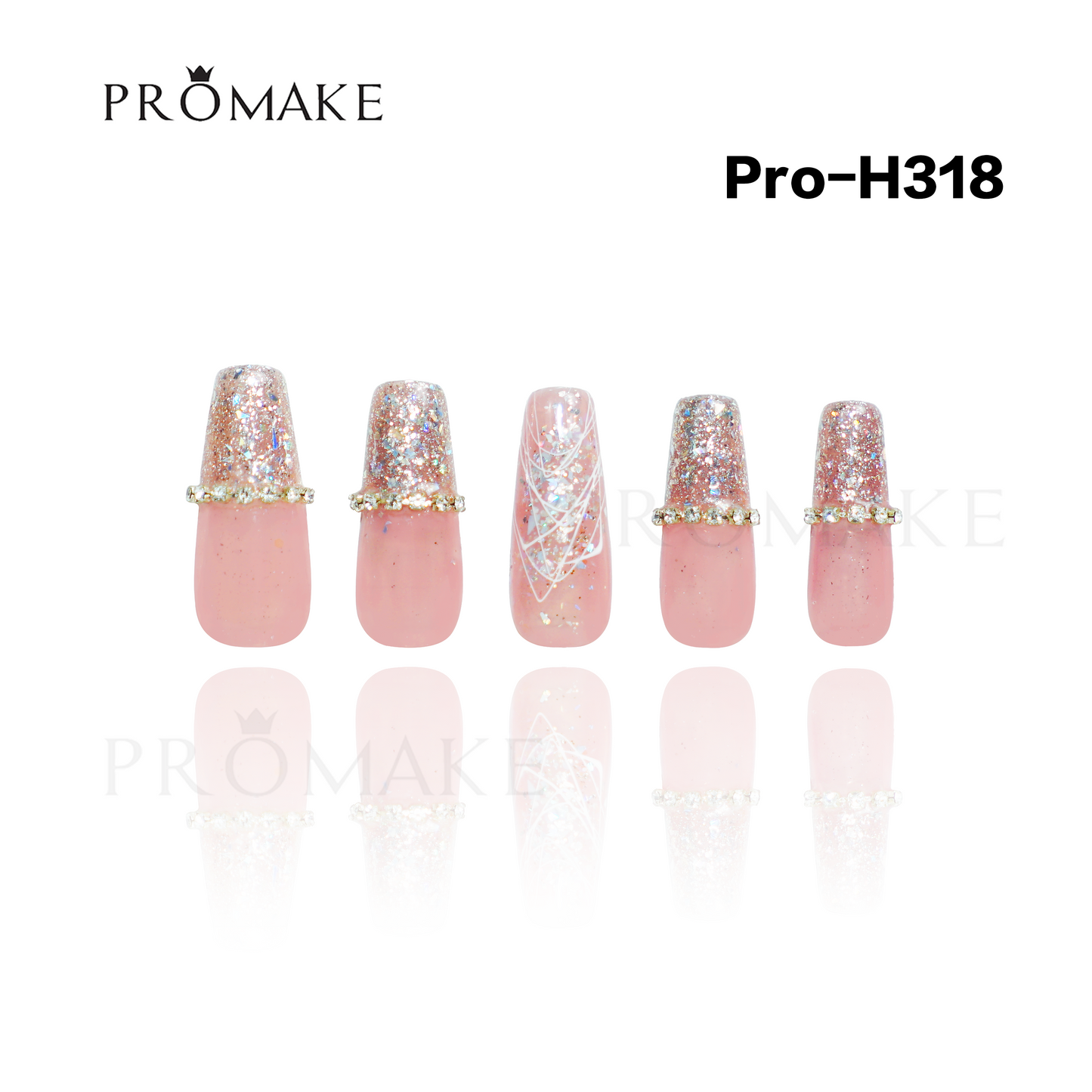 Promake Luxury - Long length - H307-H330 - Custom Handmade Press On Nails 10PCS Reuseable Nails wtih Nail tools