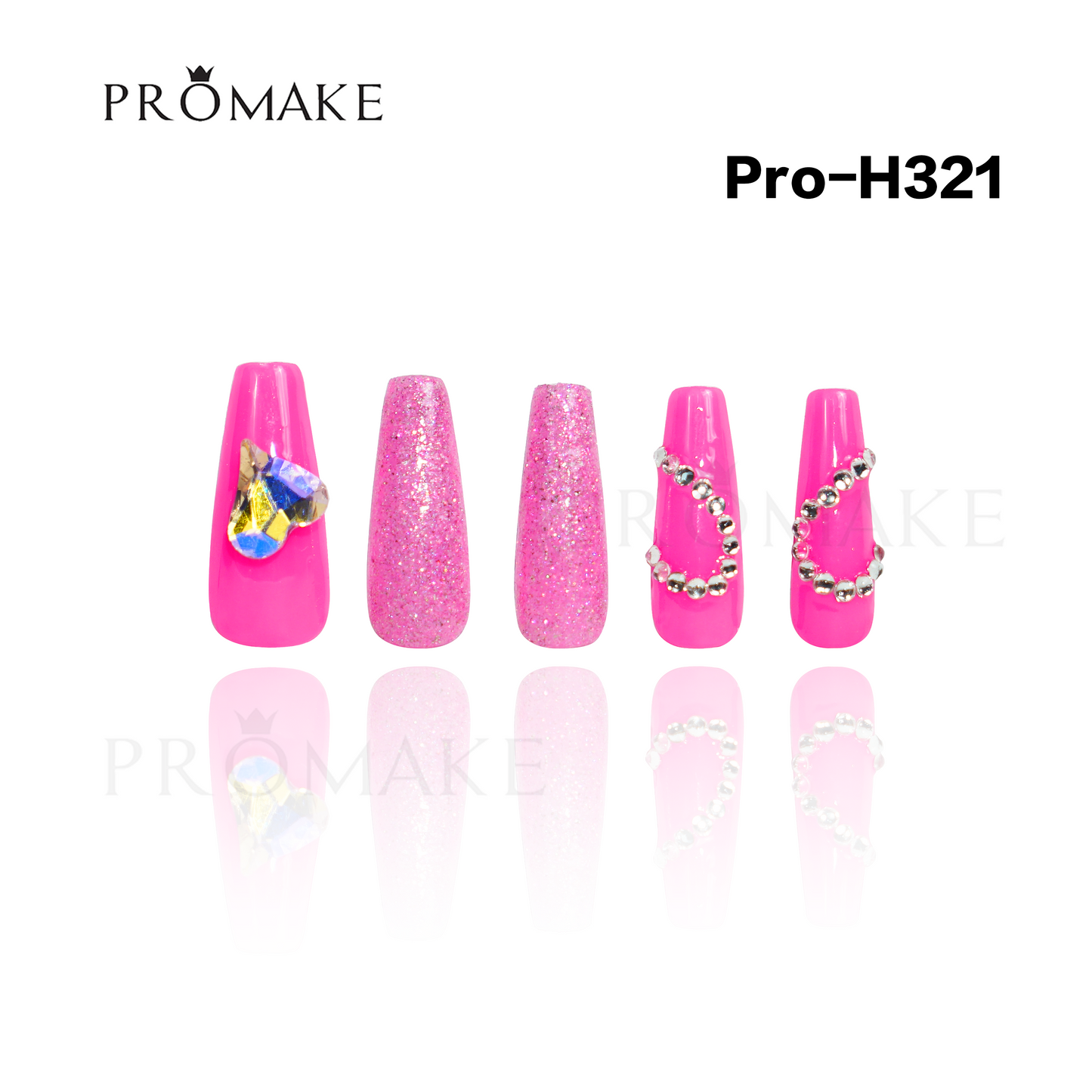 Promake Luxury - Long length - H307-H330 - Custom Handmade Press On Nails 10PCS Reuseable Nails wtih Nail tools
