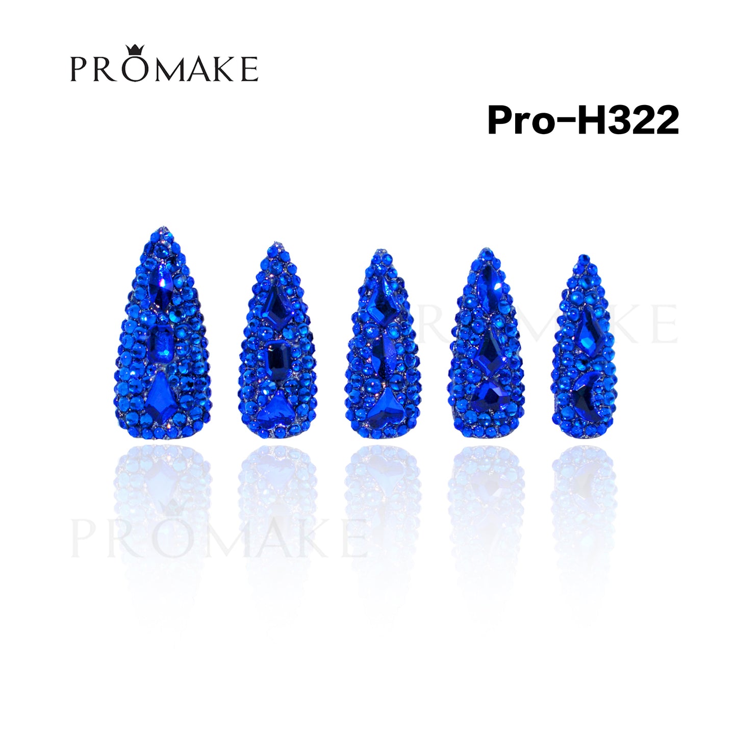Promake Luxury - Long length - H307-H330 - Custom Handmade Press On Nails 10PCS Reuseable Nails wtih Nail tools