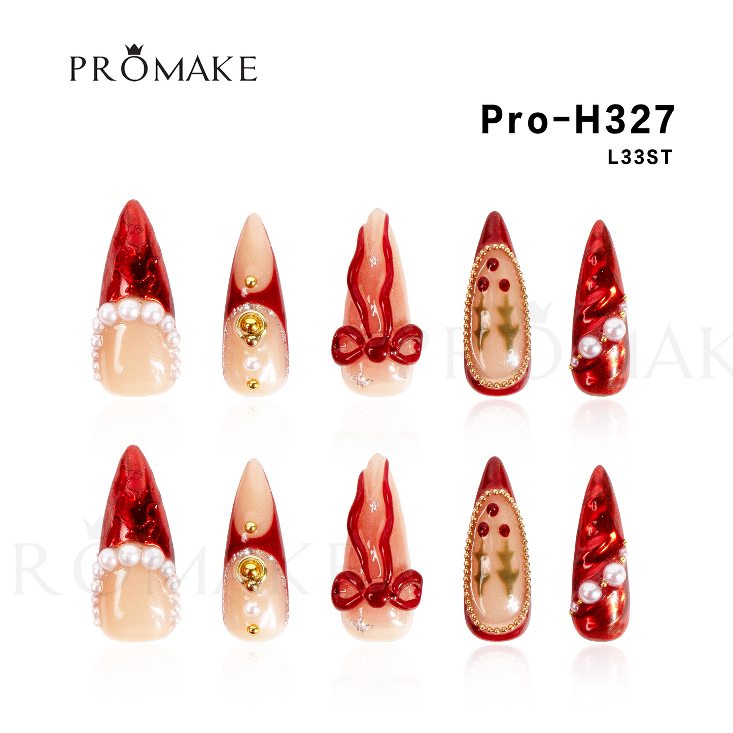 Promake Luxury - Long length - H307-H330 - Custom Handmade Press On Nails 10PCS Reuseable Nails wtih Nail tools