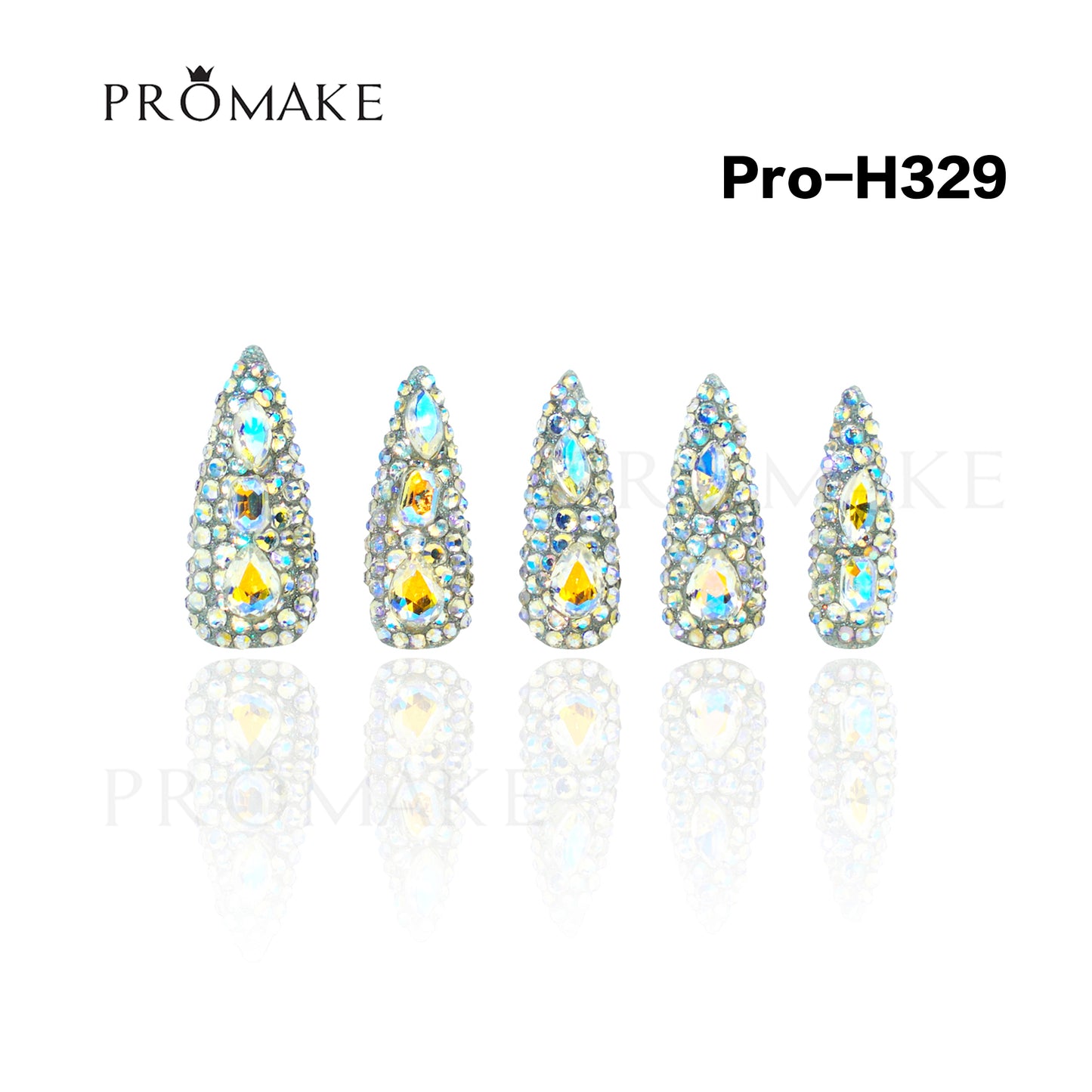 Promake Luxury - Long length - H307-H330 - Custom Handmade Press On Nails 10PCS Reuseable Nails wtih Nail tools