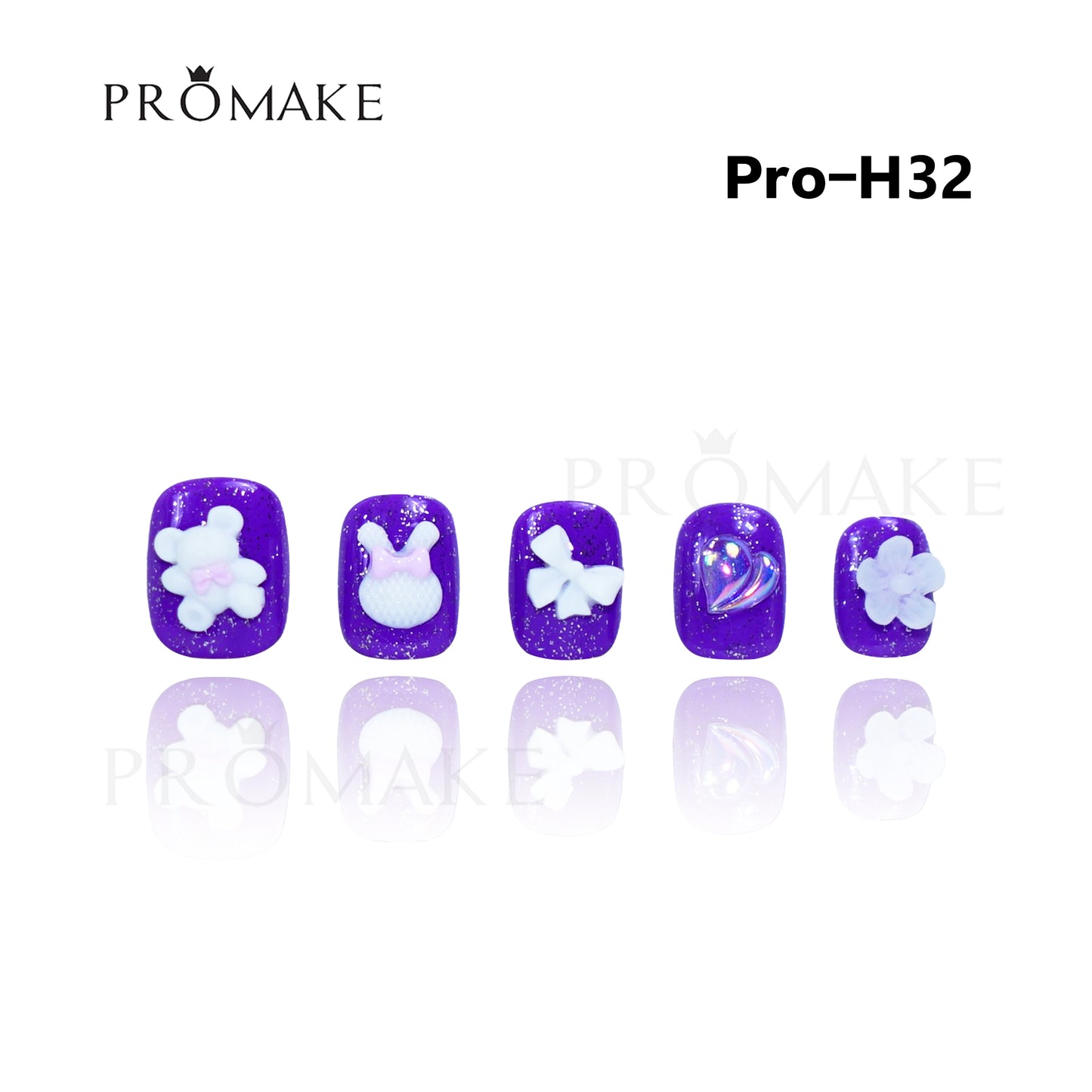 Promake Luxury - Short Length H20-H55 - Handmade Press On Nails Reusable 10PCS