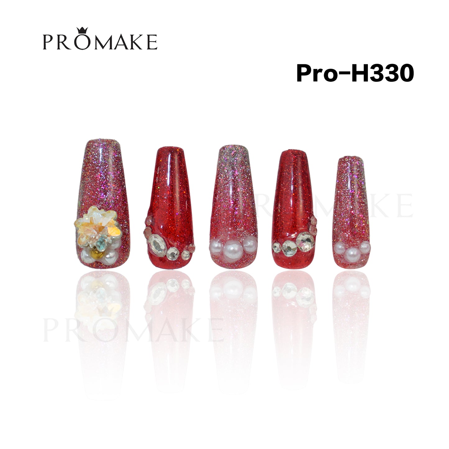 Promake Luxury - Long length - H307-H330 - Custom Handmade Press On Nails 10PCS Reuseable Nails wtih Nail tools