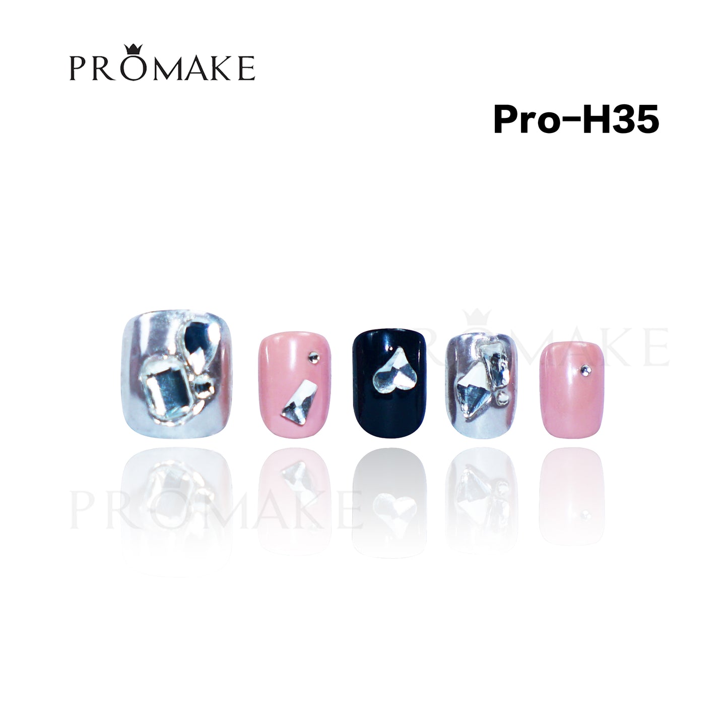 Promake Luxury - Short Length H20-H55 - Handmade Press On Nails Reusable 10PCS