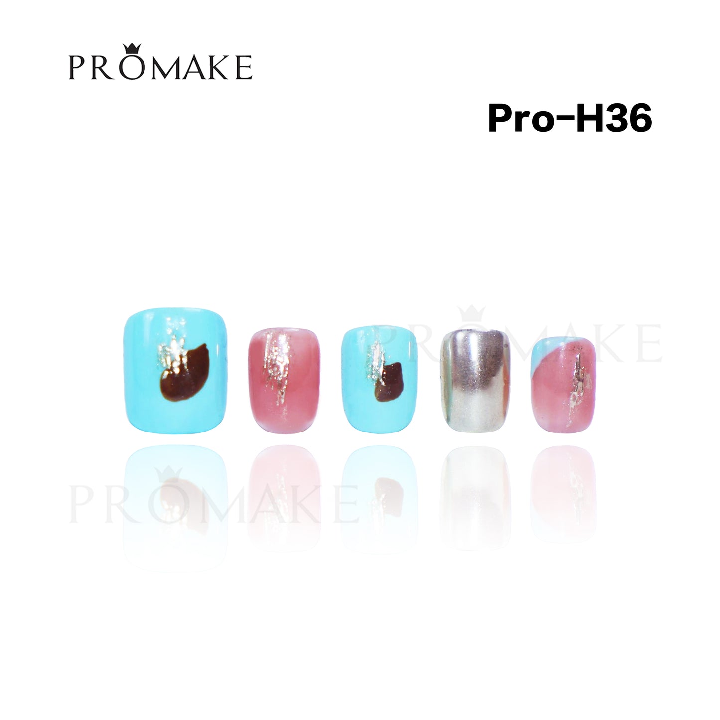 Promake Luxury - Short Length H20-H55 - Handmade Press On Nails Reusable 10PCS