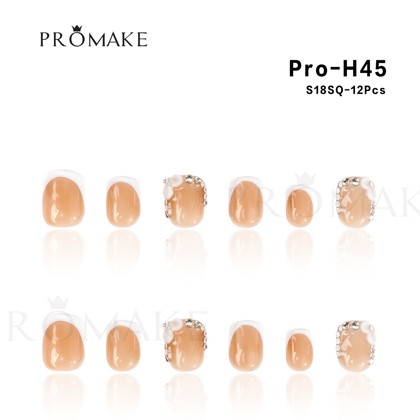 Promake Luxury - Short Length H20-H55 - Handmade Press On Nails Reusable 10PCS