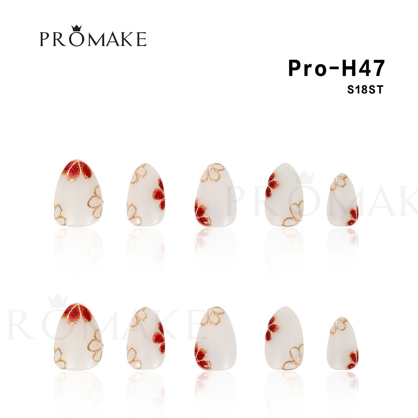 Promake Luxury - Short Length H20-H55 - Handmade Press On Nails Reusable 10PCS