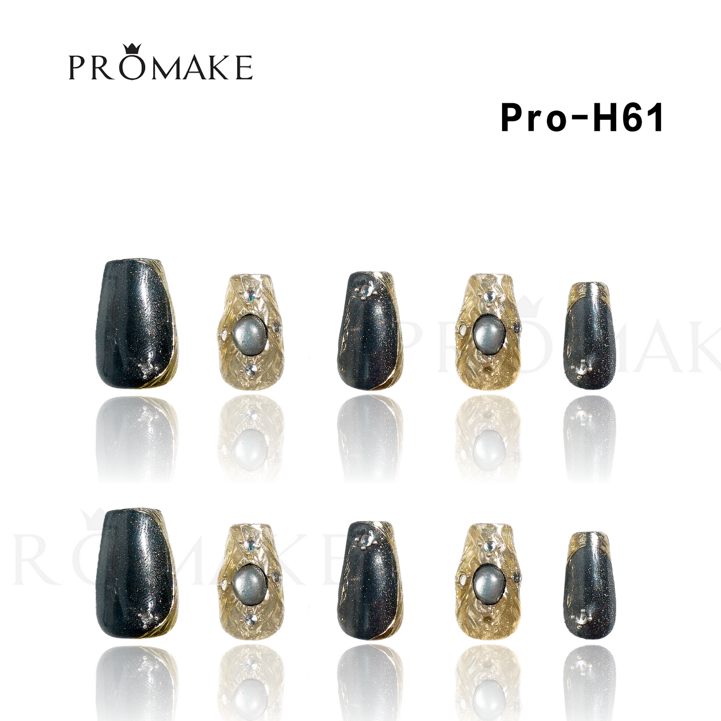 Promake Luxury - Short Length H61-H80 - Handmade Press On Nails Reusable 10PCS