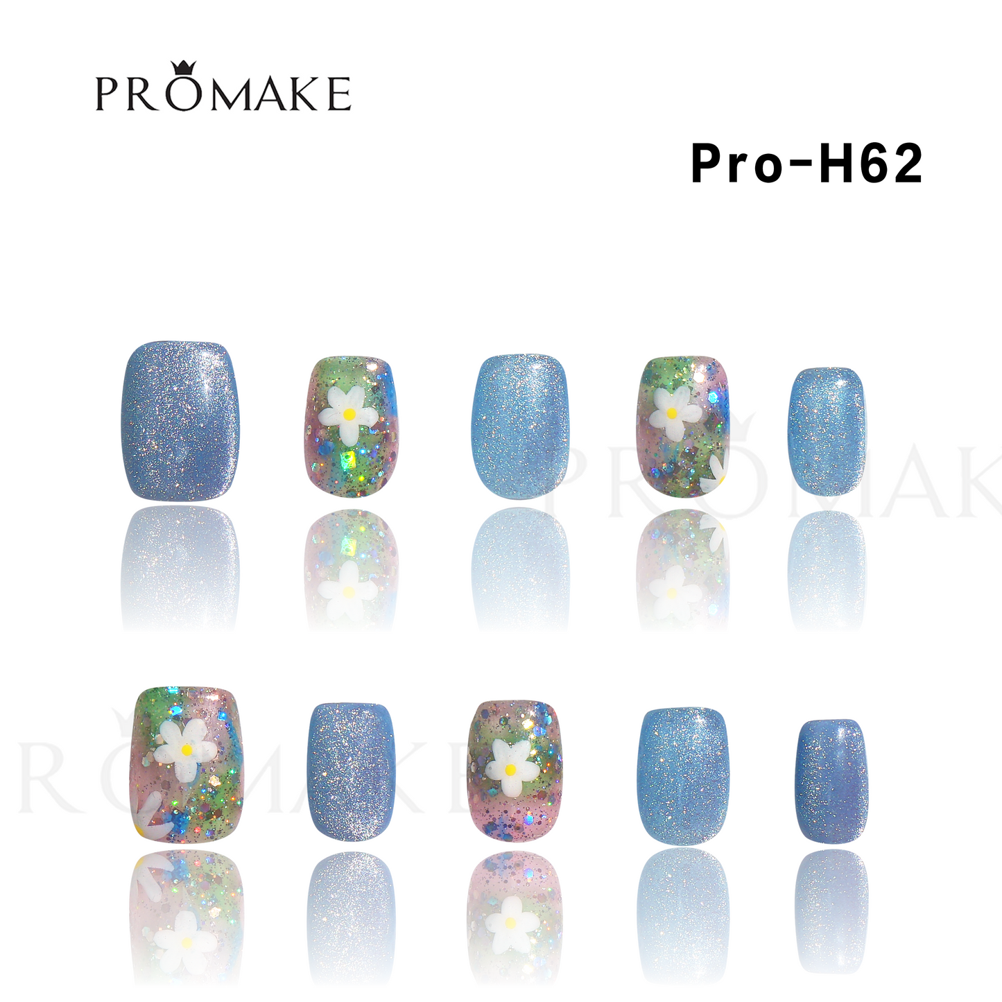 Promake Luxury - Short Length H61-H80 - Handmade Press On Nails Reusable 10PCS