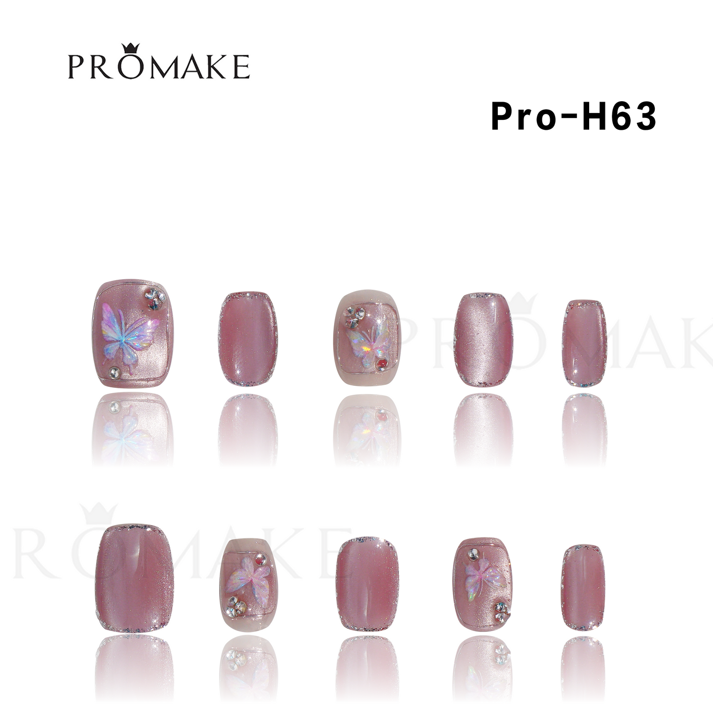 Promake Luxury - Short Length H61-H80 - Handmade Press On Nails Reusable 10PCS