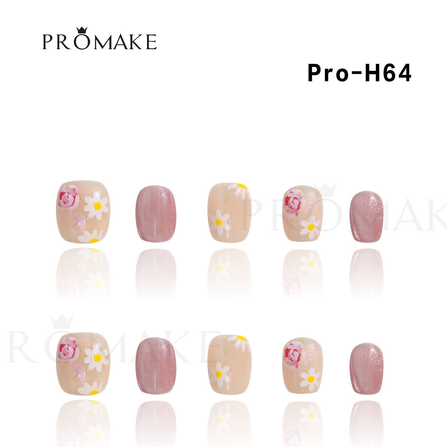 Promake Luxury - Short Length H61-H80 - Handmade Press On Nails Reusable 10PCS