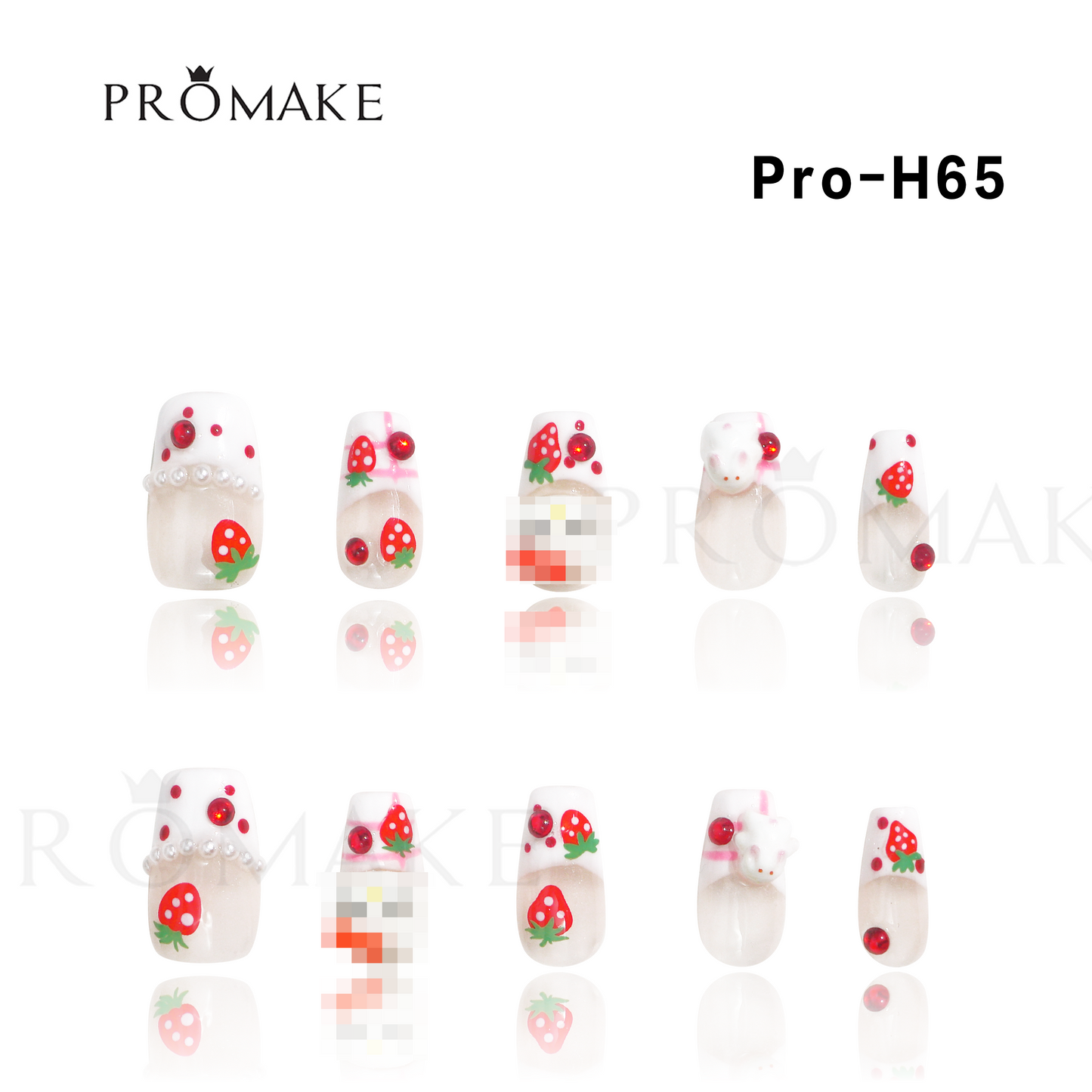 Promake Luxury - Short Length H61-H80 - Handmade Press On Nails Reusable 10PCS