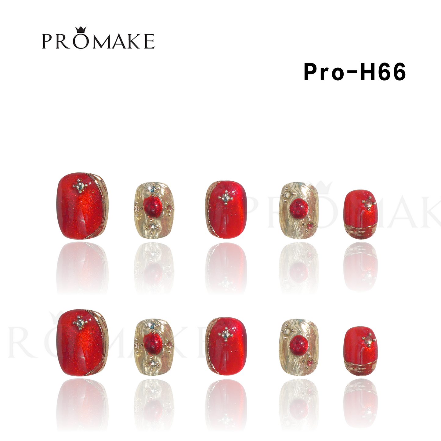 Promake Luxury - Short Length H61-H80 - Handmade Press On Nails Reusable 10PCS