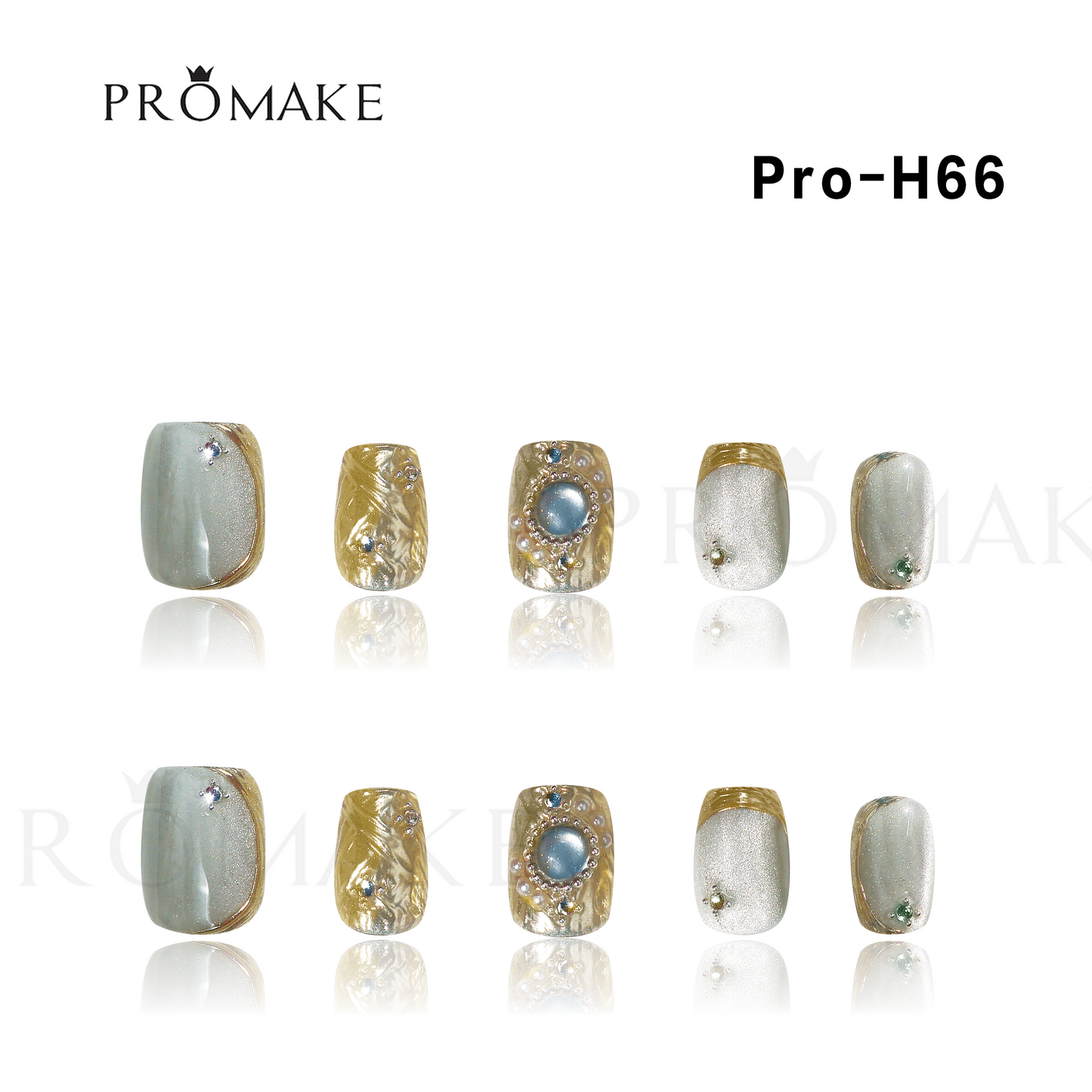 Promake Luxury - Short Length H61-H80 - Handmade Press On Nails Reusable 10PCS
