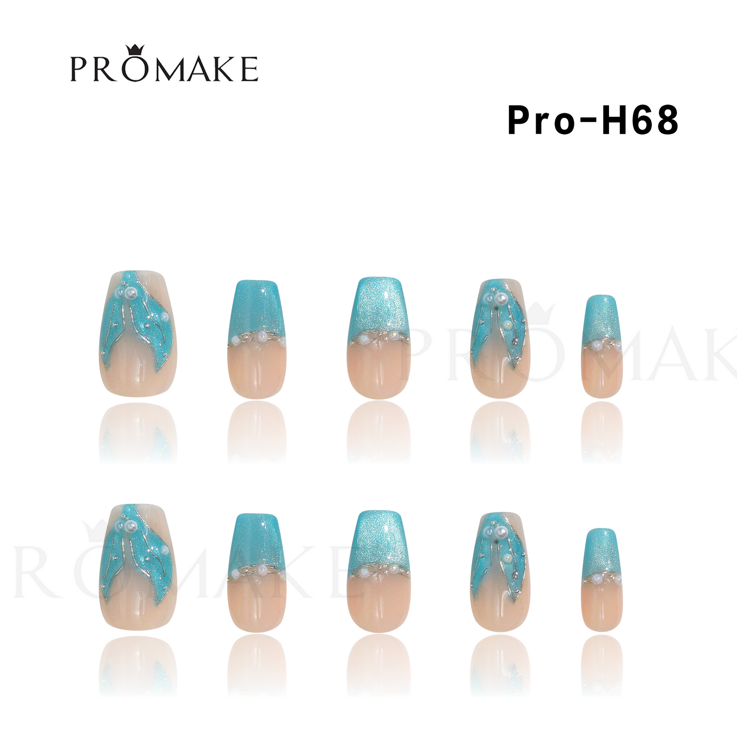 Promake Luxury - Short Length H61-H80 - Handmade Press On Nails Reusable 10PCS